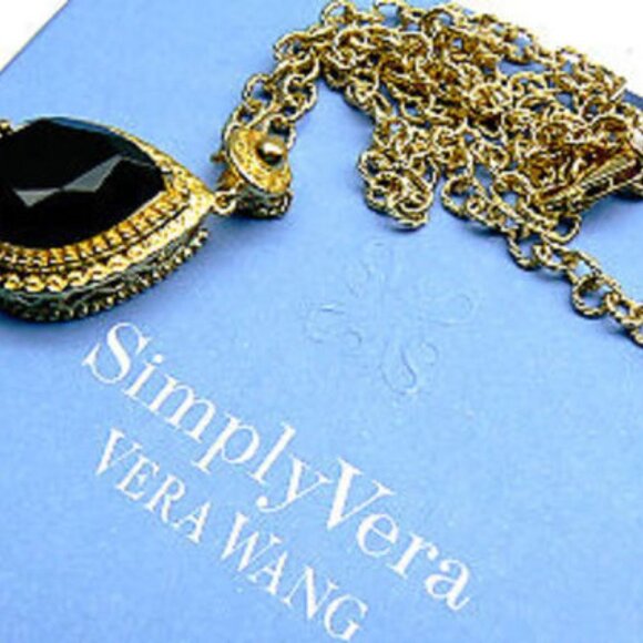 VERA WANG 18KT Gold over SILVER w/ Stone Necklace - Picture 9 of 9